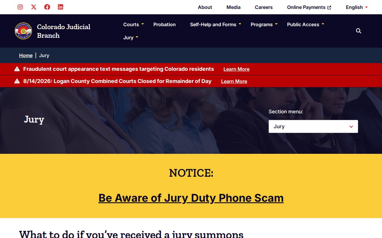 Otero County court schedule jury information source
